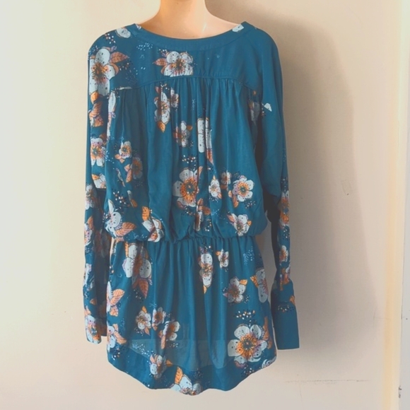 Free People Tuscan Dreams Turquoise Tunic S - Picture 10 of 16